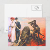 Carte Postale Krampus traquant un couple d'adultes (Devant / Derrière)