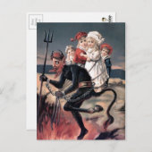 Carte Postale Krampus vintage avec des enfants (Devant / Derrière)