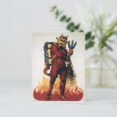 Carte Postale Krampus vintage avec feu (Debout devant)