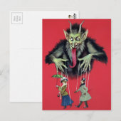 Carte Postale Krampus vintage avec marionnettes (Devant / Derrière)