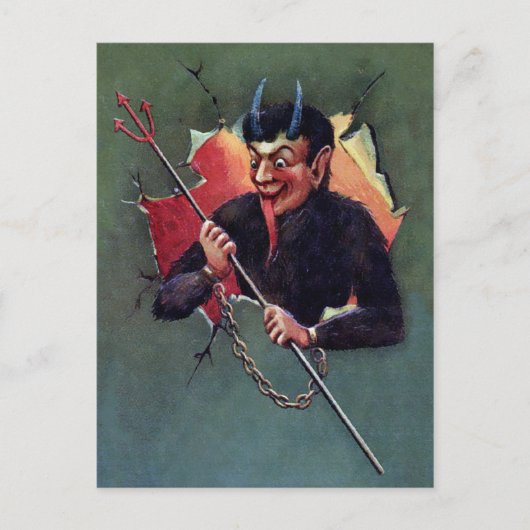 Carte Postale Krampus vintage avec Pitchfork (Devant)