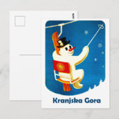 Carte Postale Kranjska Gora, Slovénie, Snowman sur Ski Lift (Devant / Derrière)