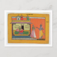 Krishna arrivant chez Radha, illustration pour