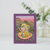 Carte Postale Krishna et Radha sur lotus (Debout devant)