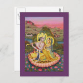 Carte Postale Krishna et Radha sur lotus (Devant / Derrière)