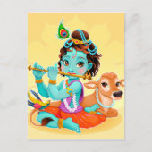 Carte Postale Krishna Indian God playing (Devant)