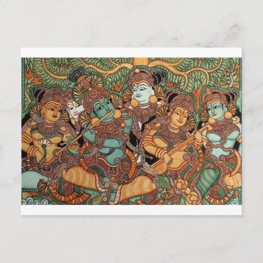CARTE POSTALE KRISHNA JOUER À LA FLUTE (Devant)
