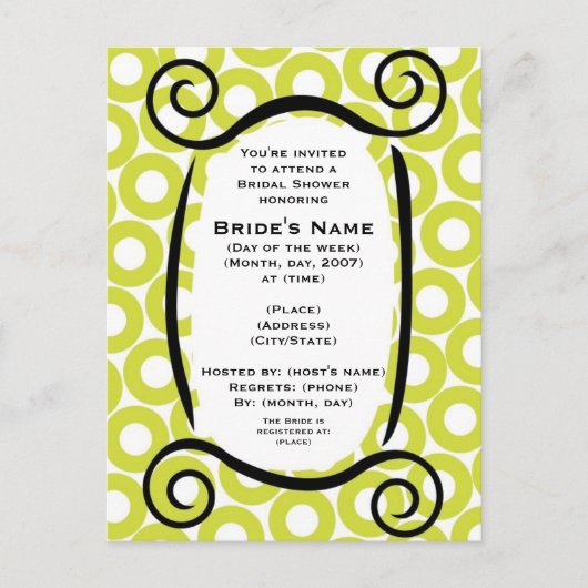 Carte Postale KRW Lime Circle Douche personnalisée Invitation (Devant)