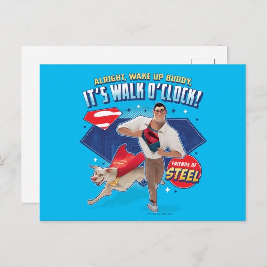 Carte Postale Krypto & Superman - C'est Walk O'Clock ! (Devant / Derrière)