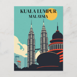 Carte Postale Kuala Lumpur Malaisie Paysage Urbain Rétro 