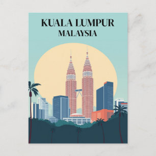 Carte Postale Kuala Lumpur Malaisie Rétro Tours Petronas