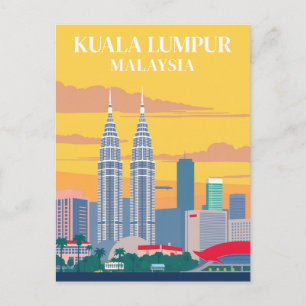 Carte Postale Kuala Lumpur Malaisie Tours de style ancien Paysag