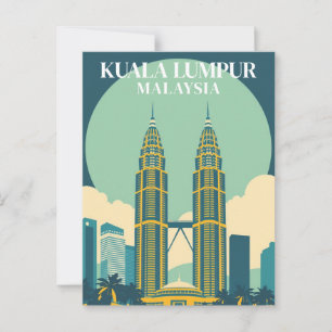 Carte Postale Kuala Lumpur Malaisie Tours Rétro Cité Paysage