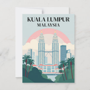 Carte Postale Kuala Lumpur Malaisie Vintage Cityscape Travel