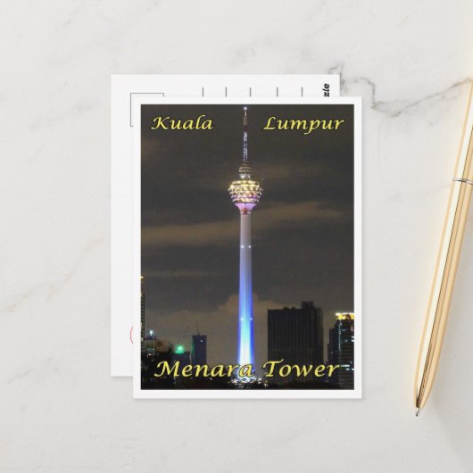 Carte Postale Kuala Lumpur Menara Tower - Malaisie - (Devant/Arrière en situation)