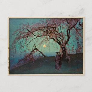 Carte Postale Kumoi Cherry Trees 1920 imprimé en bois japonais