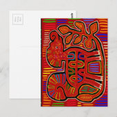 Carte Postale Kuna Indian Baby Elephant - Mola Folk Art (Devant / Derrière)