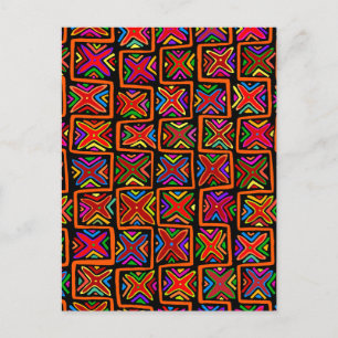 Carte Postale Kuna Indian Mola Tribal Checks - Rouge