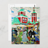 Carte Postale Kustodiev - À la Foire (Devant / Derrière)