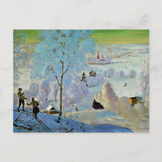 Carte Postale Kustodiev - Skiers (Devant)