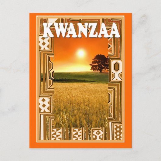 Carte Postale Kwanzaa - coucher de soleil et champs de maïs (Devant)