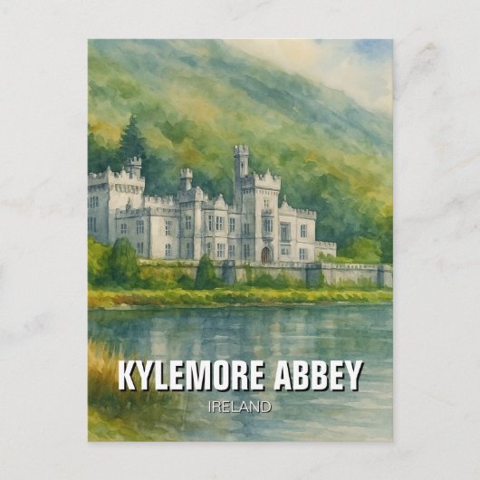 Carte Postale Kylemore Abbaye Irlande Aquarelle (Devant)