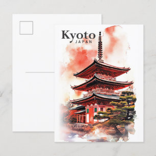 Carte Postale Kyoto Japon Aquarelle Peinture Voyage