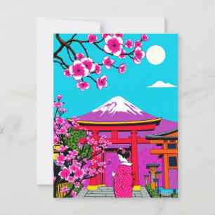 Carte Postale Kyoto, Japon Bright Geisha Art Travel