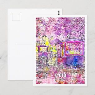 Carte Postale Kyoto Japon célèbre lieu de voyage aquarelle