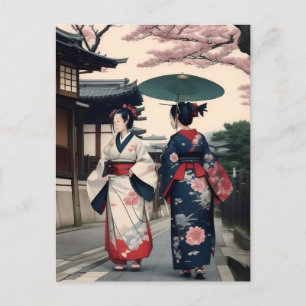 Carte Postale Kyoto Spring Walk Postcard – Kimono Scene