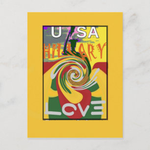 Carte Postale L Love Hillary USA Président Stronge Together red