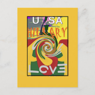Carte Postale L Love Hillary USA Président Stronge Together red