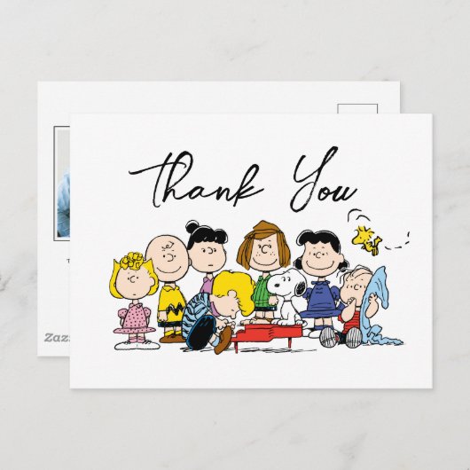 Carte Postale La bande de Peanuts | Shower de bébé (Devant / Derrière)