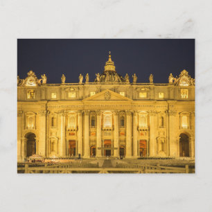Carte Postale La basilique Saint-Pierre la nuit, Cité du Vatican