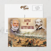 Carte Postale La bataille de Gettysburg avec Lee et Meade (Devant / Derrière)