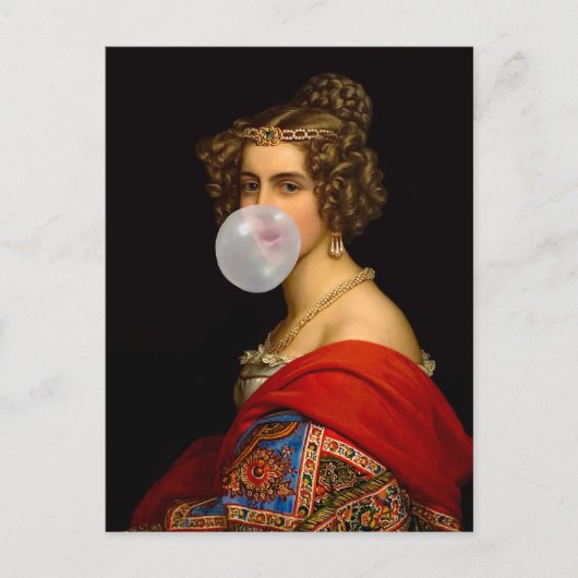 Carte Postale La beauté bavaroise et la gomme à bulles (Devant)