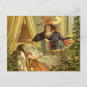 Carte Postale La Belle au Bois Dormant de style vintage, Contes 