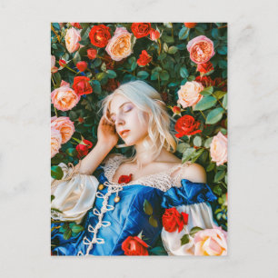 Carte Postale La Belle au Bois Dormant parmi les roses