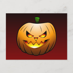 Carte Postale La belle citrouille visage Jack O'lantern