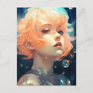 Carte Postale La belle femme et les bulles