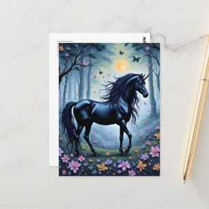 Carte Postale La belle licorne noire