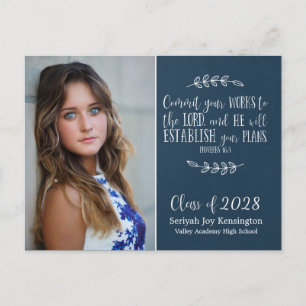 Carte Postale La Bible de la graduation chrétienne et la typogra
