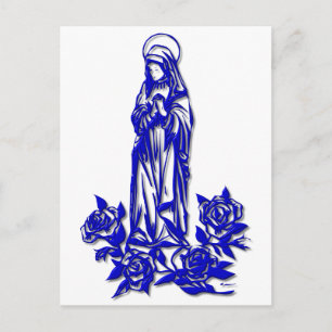 Carte Postale La Bienheureuse Vierge Marie (avec des roses bleus