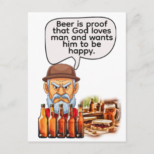 Carte Postale La bière est la preuve que Dieu aime l'homme