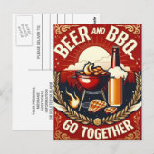 Carte Postale La bière et les barbecues vont ensemble pour l'été (Devant / Derrière)