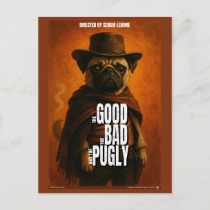 Carte Postale La bonne la mauvaise et la parodie de film Pugly