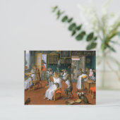Carte Postale La boutique de barbier avec singes et chats (Debout devant)