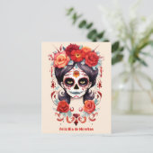 Carte Postale La Calavera Catarina en Flores Rojas (Debout devant)