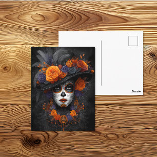 Carte Postale La Calavera Catrina Chapeau Floral Jour des Morts