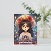 Carte Postale 🌹 La Calavera Catrina : Les fleurs de la vie 🌹 (Debout devant)